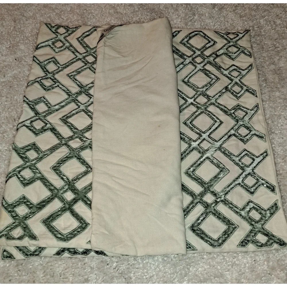 Callisto Home Geometric Beaded Pillow‎ Cover Euro Shams Neutral
